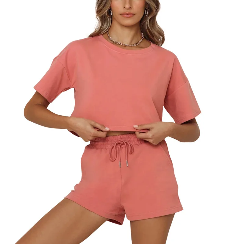

Women's Short Sleeve Lounge Top and Shorts 2 Piece Tracksuit Outfits