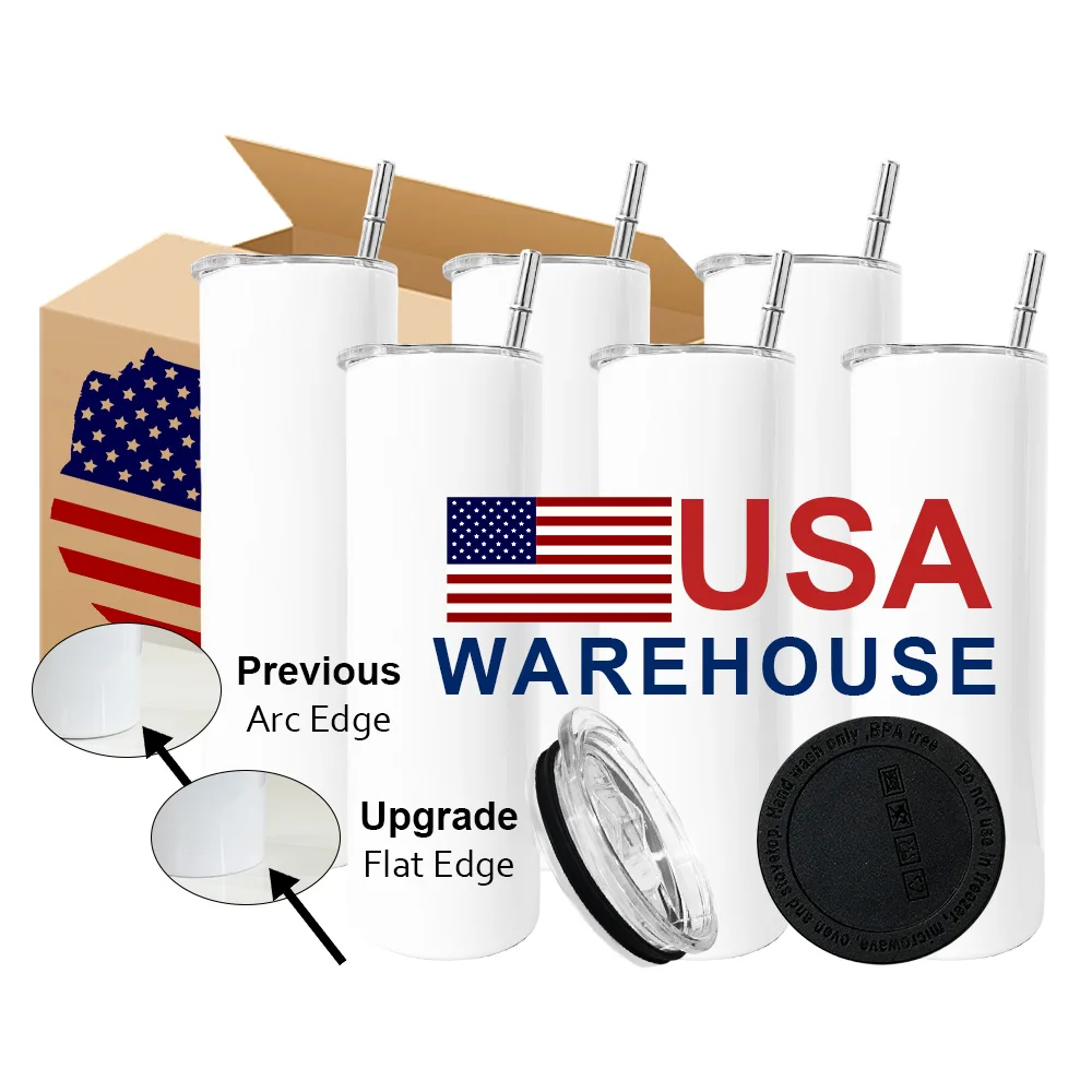 

USA Warehouse RTS 15oz 20oz 30oz Sublimation Blanks Tumbler Heat Press Double Wall 20 oz Skinny Straight Sublimation Tumbler