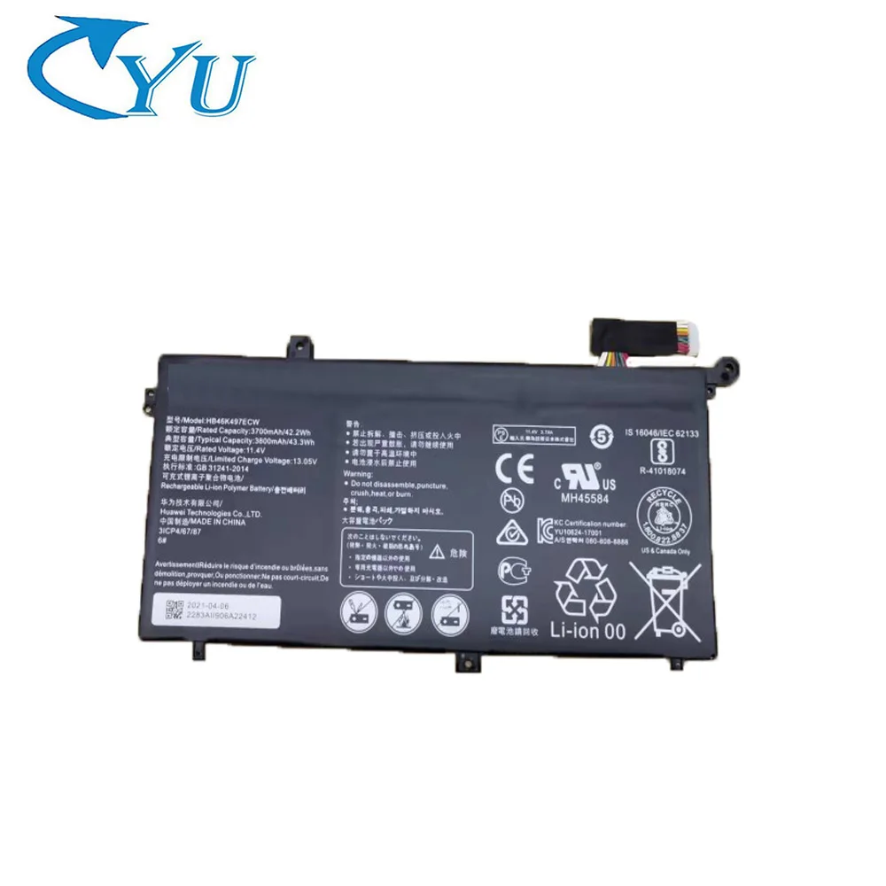 

11.4V 42.2Wh HB46K497ECW Laptop Battery For Huawei Matebook D 2018 PL-W19 MRC-W60, Black