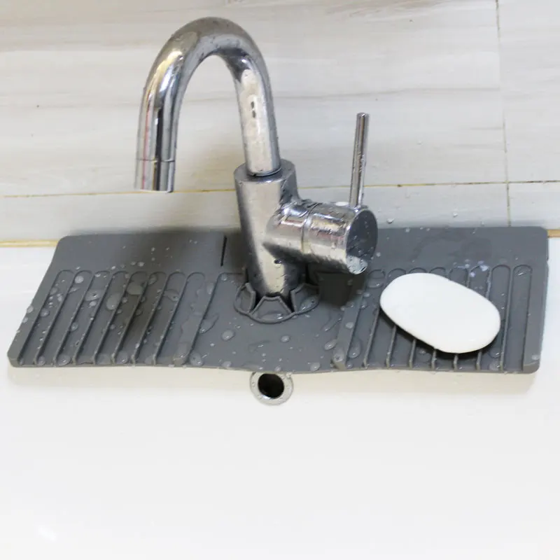 

New Products Silicone Sink Splash Guard Faucet Water Catcher Mat Dish Sponge set kitchen sink faucet splash catcher drying mat