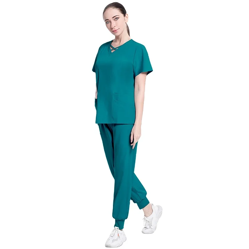 

Wholesale fashion V-neck operating room beauty salon dentist nurse scrub uniform sets