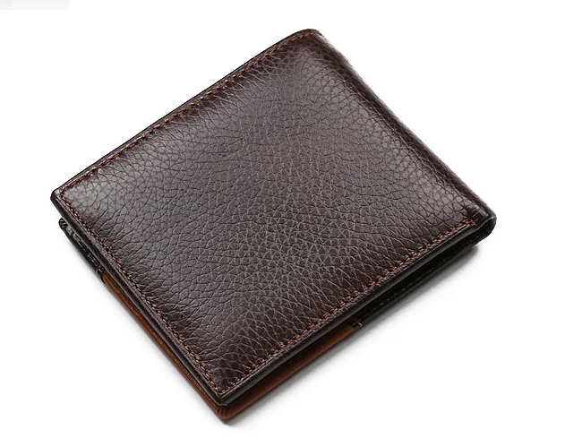 

European style slim men's rfid bifold genuine leather wallet