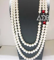 

Beyou Greek letters Sorority DST Multi layer Long Big size Pearl Necklace Accessories Delta Sigma Theta Pearl Necklace