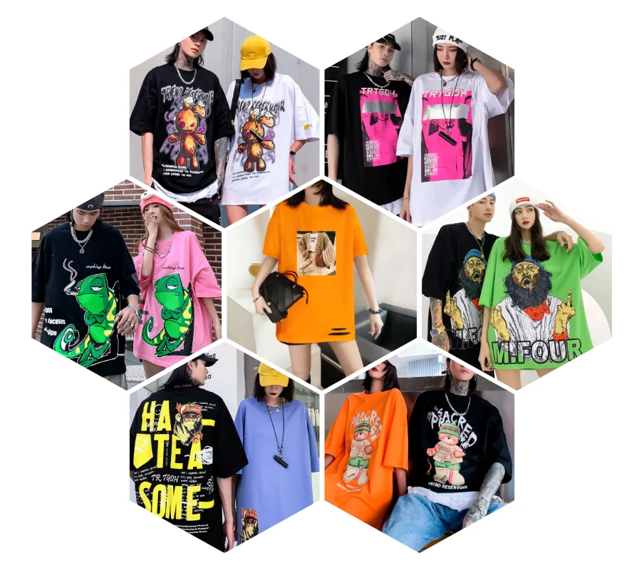 

European and American style women's t-shirt couple clothing plus size ladies printed t-shirt wholesale