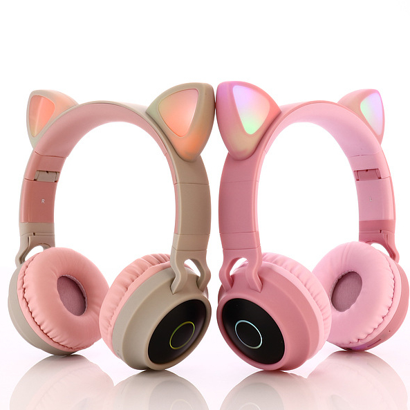 

Lovely LED Wireless Cat Ear Headphones Blue tooth Headset for Teens Kids with Mic