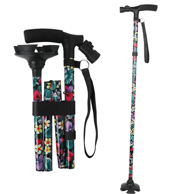 

WellWalk New Arrival Fashion Design Flower pattern Aluminium Folding Walking Stick, Color