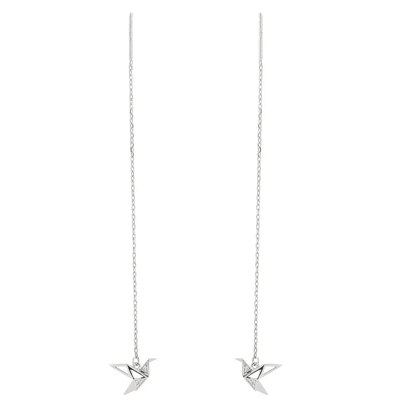 

High Quality Fashion Paper Crane Eardrop Lucky Earrings 925 Sterling Silver Ear Stud, Picture