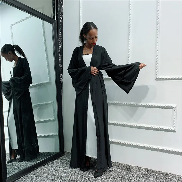 

2019 new arrival high quality soft crepe malaysia kaftan, Black,wine red,khaki