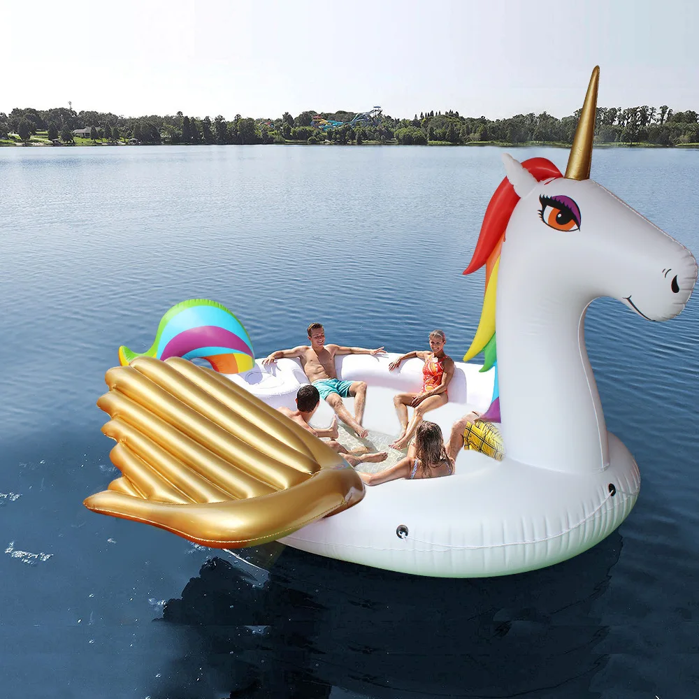 

2020 15 Feet Length large big Inflatable Pool Float Flamingo islands pool float Huge Unicorn Float for 6-8 person water party