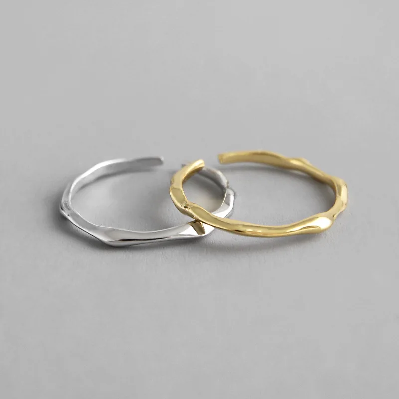 925 Sterling Silver Rings Minimalist Irregular Ring For Women Silver Gold Plated Rings