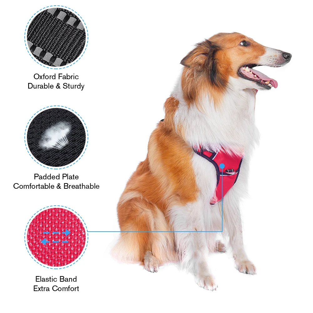 

Reflective Oxford Material No Pull Dog Harnesses with Double Clip Adjustable Dog Harness For Small Dogs, Red,black,pink