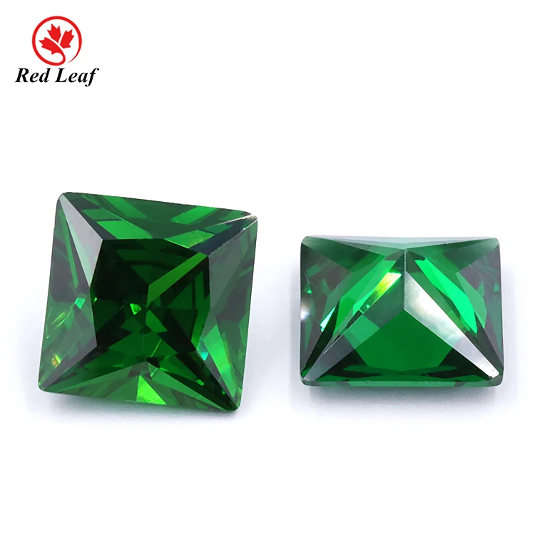 

Redleaf Jewelry wholesale price 5a cz gemstones emerald color cubic zirconia square shape stone zircon