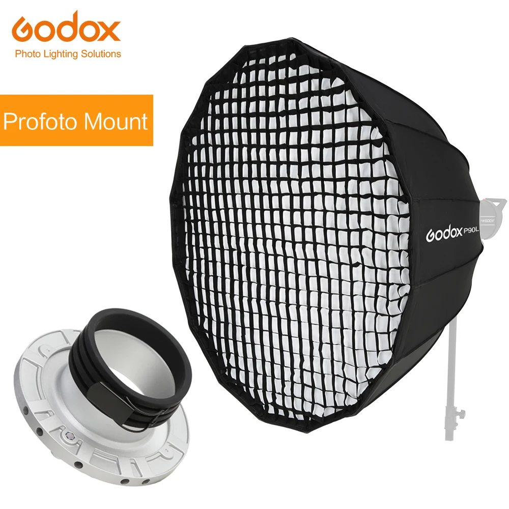 

Godox Portable P90L 90CM Deep Parabolic Honeycomb Grid Softbox Profoto Mount Studio Flash Reflector Photo Studio Softbox, Other