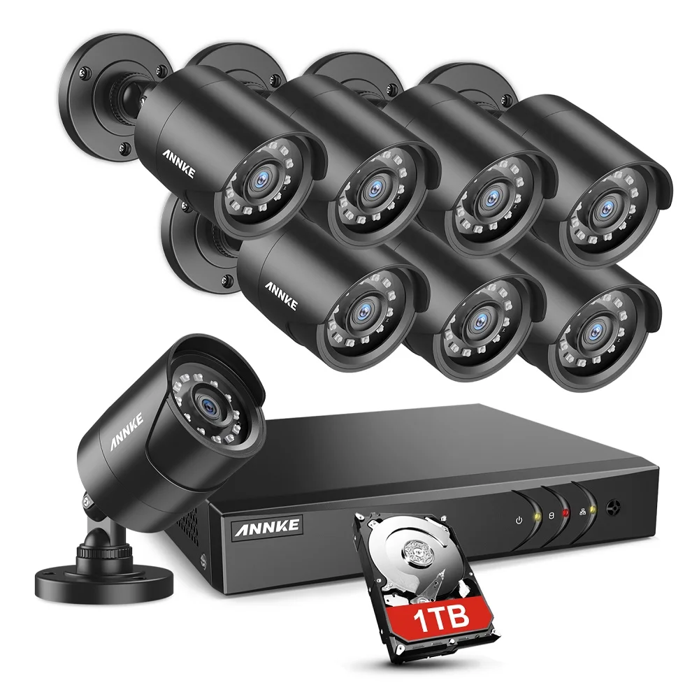 

ANNKE 5MP 8 Channel DVR System 8pcs 1080P Security Camera Kit IP66 Waterproof Home CCTV Camera System with 1TB Hard Drive