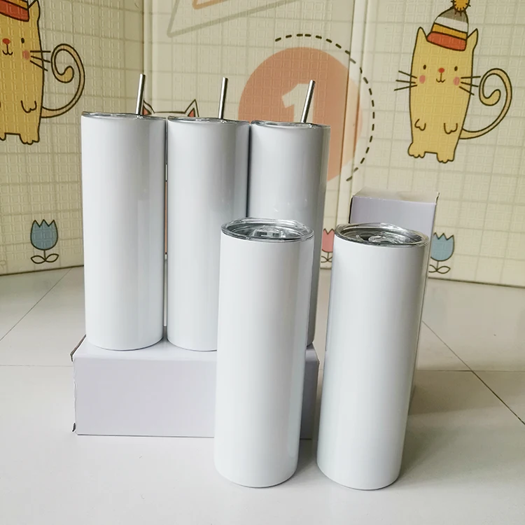 

In Stock Stainless Steel White Straight Blank 20Oz Skinny Tumbler for Dye Sublimation Heat Press