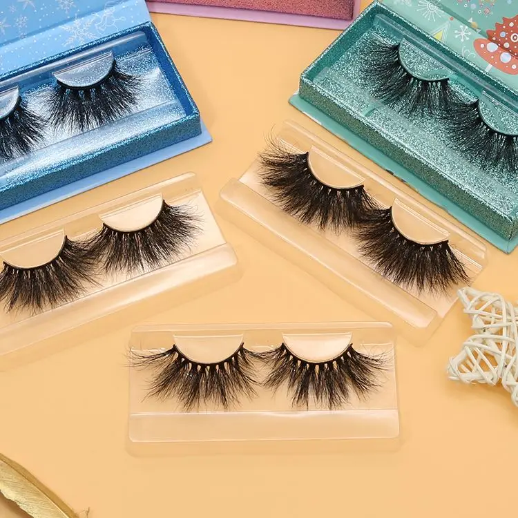 

2021 New Arrivals 25mm Fluffy False Eyelashes Mink 3d Full Strip Lashes Custom Mini Suitcase Eyelash Case Box Packaging Vendor, Natural black or colorful