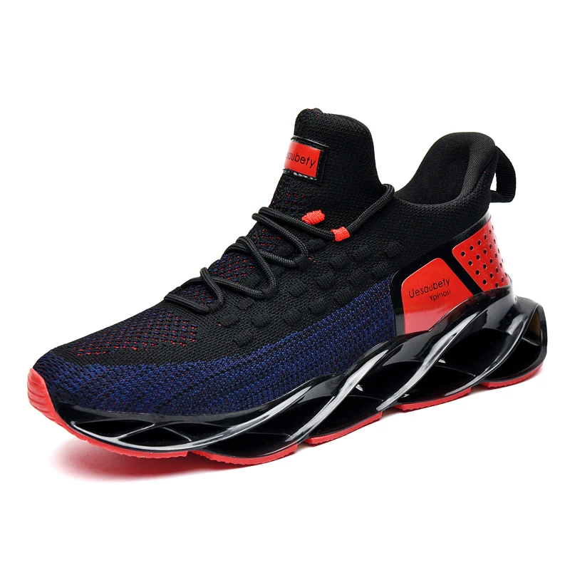 

Jinjiang popular items Custom logo outdoor Red bottom Sneakers football tennis blade sole Fly weave sports running casual shoes