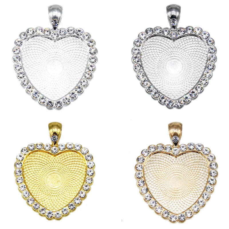 

Crystal Bracelet Making Jewelry Custom Diy Accessories Zinc Alloy Heart Metal Blank Cameo Cabochon Setting Base For Jewelry, Ggold,kc gold,silver,rhodium color