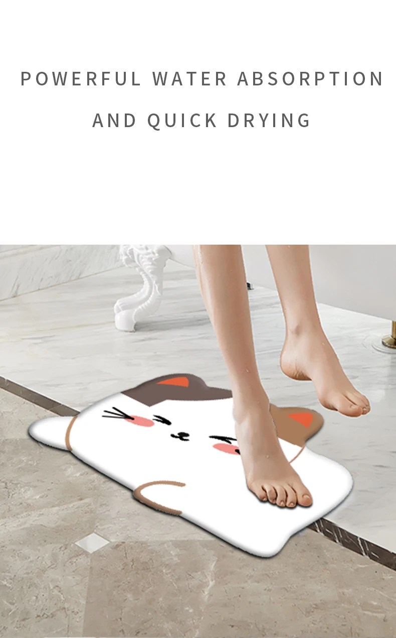 water absorption bathroom mat diatomite material cartoon design