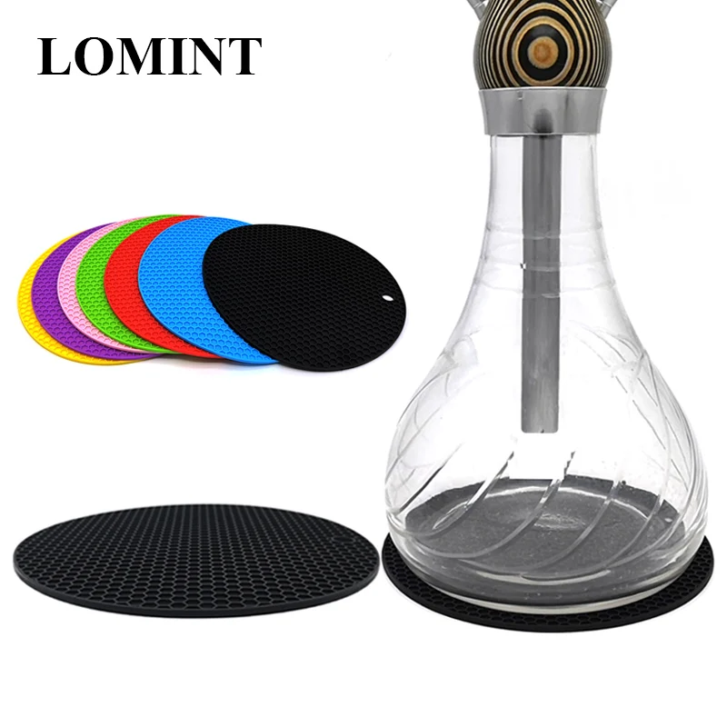 

LOMINT 18cm Round Honeycomb Design Hookah Silicone Mat Special for Shisha Glass Base Protect Glass Bottle Chichia Accessories