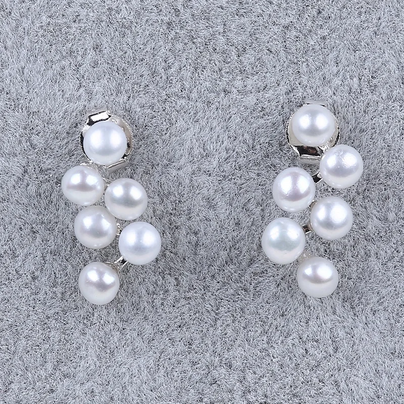 

White freshwater pearl stud fashion elegant earrings design