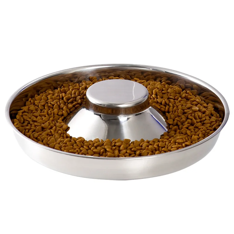 

RTS Pet Food Water Bowl Feeding Non-slip Bottom Dishes Puppy Slow Feeding Dog Cat Feeders Stainless Steel