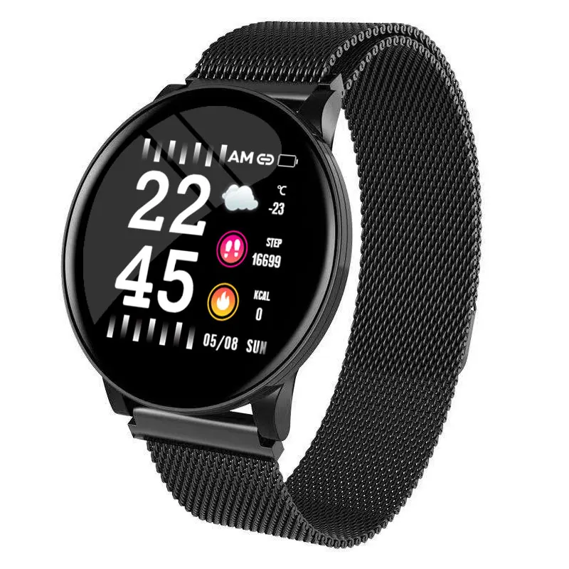 

W8 Sport Smart Watch Metal Strap Heart Rate Blood Pressure Waterproof Fitness Call Reminder Fitness Tracke Smartwatch W26 T500