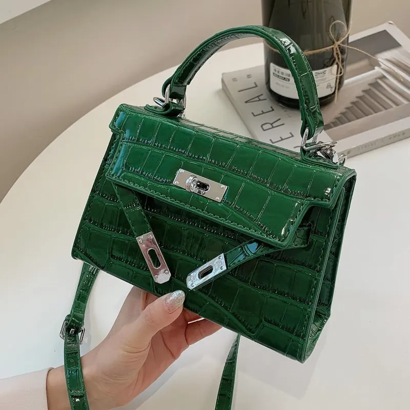 

New quality Luxury crocodile-print exquisite lock design one-shoulder Ladies Korean Trend Leather Handbag, Customized color