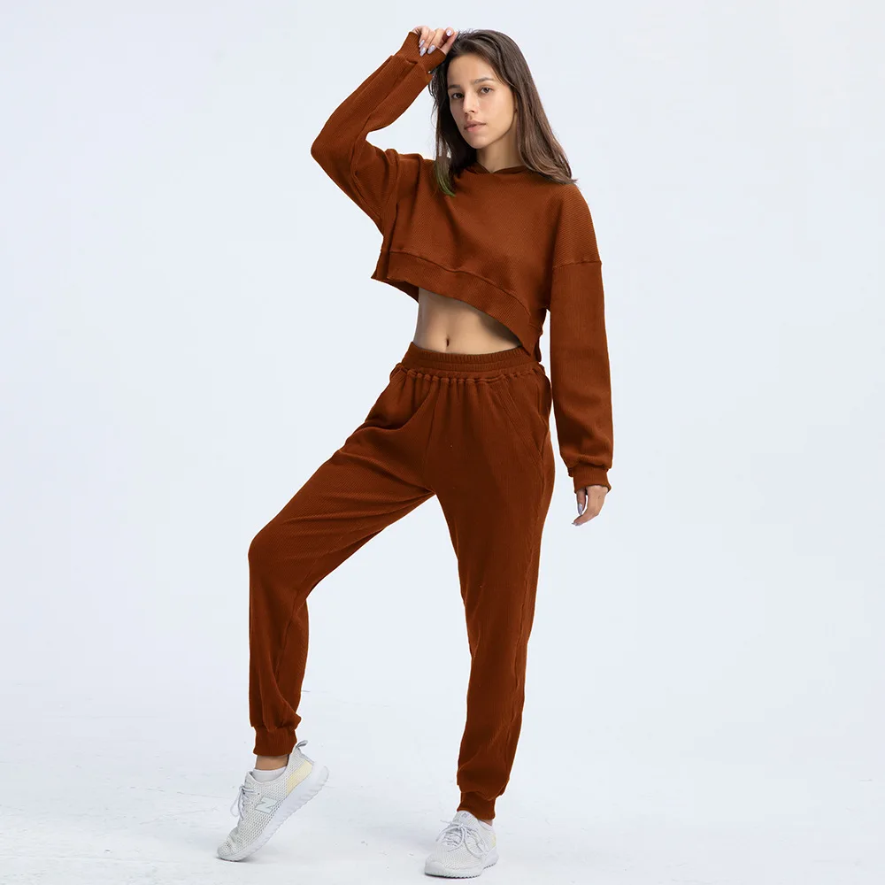 

Women Sports 2 Pieces Set Sweatshirts Pullover Hoodies Suit Sweatpants Trousers Outfits Solid Casual Tracksuit, Customied