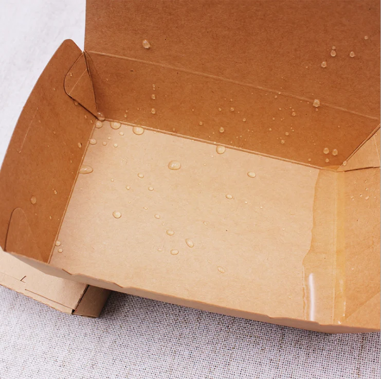 Low Price Waterproof Kraft Paper Packaging Takeaway Lunch Food Box
