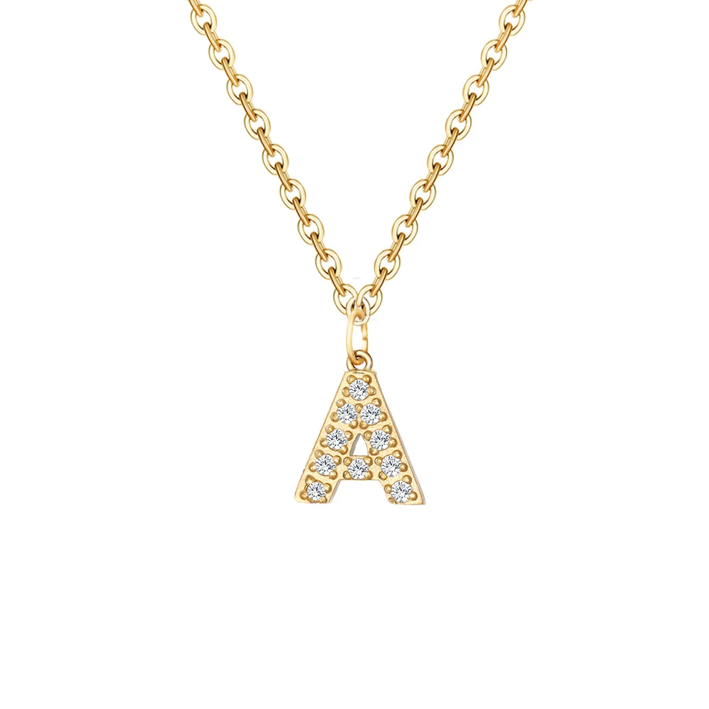 

Stainless Steel 14K Gold Plated Micro Inlaid Zircon Letter Personalized Name Necklace Zircon Letter Alphabet Initial Necklace