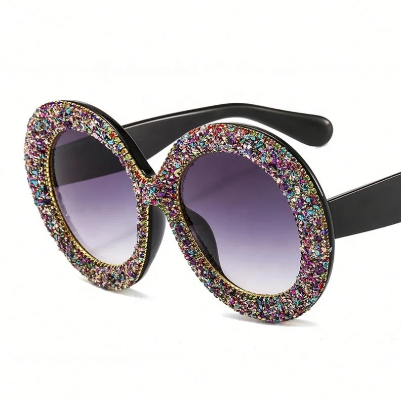 

Wholesale Classic Diamond Sunglasses Women's Glitter Pink Rhinestone Round Sunglasses, Colors
