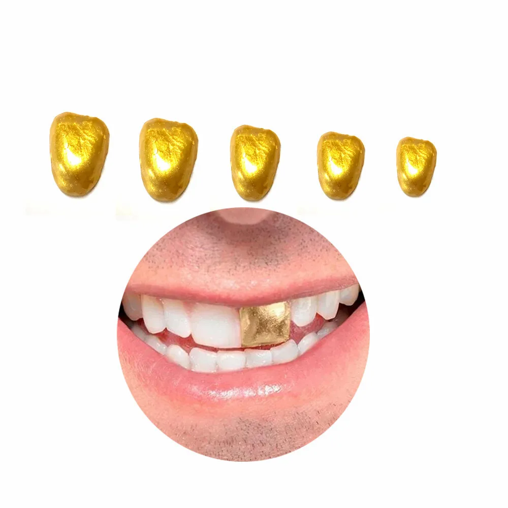 

SowSmile Hip Hop Gold Grills Party Playing Snap on Dental Upper Lower False Teeth Cover Perfect Smile Veneers Dentures Equipment