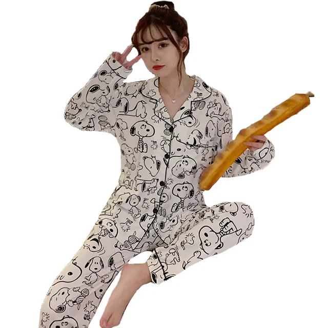 

Snoopy cartoon print suit for girl set sleepwear pyjamas kids cartoon sleep pajamas