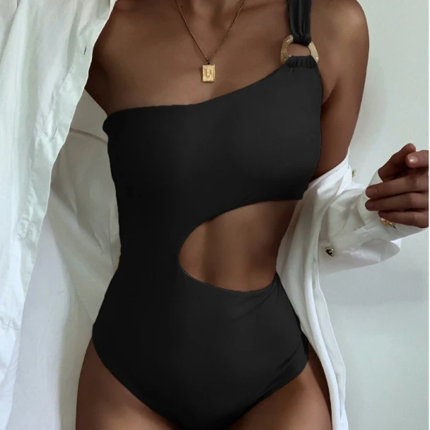 

High quality sexy girl one piece bathing suits bikini swim suit set 2021 bikinis & beachwear one sample free, Black/brown