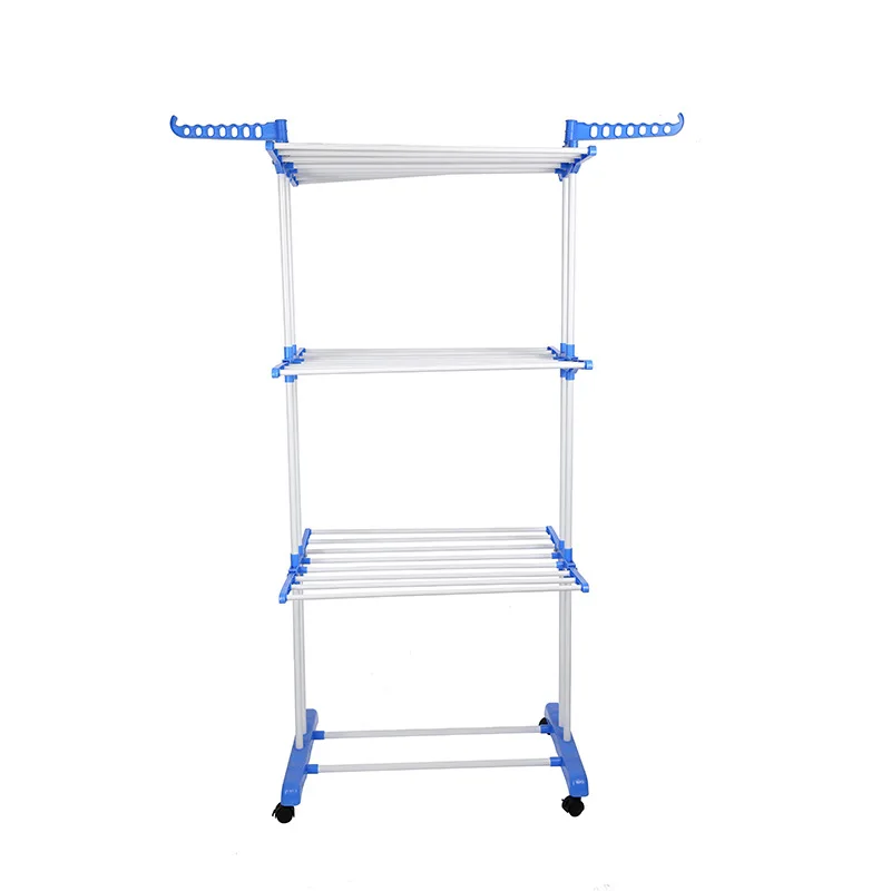 

Customized Foldable 3 Tier Clothes Drying Collapsible Laundry Dryer Hanger Stand Indoor Outdoor Cloth Storage Rack, Blue/red