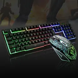 Colorful LED Wired Mouse Keyboard , RGB Lights Glo