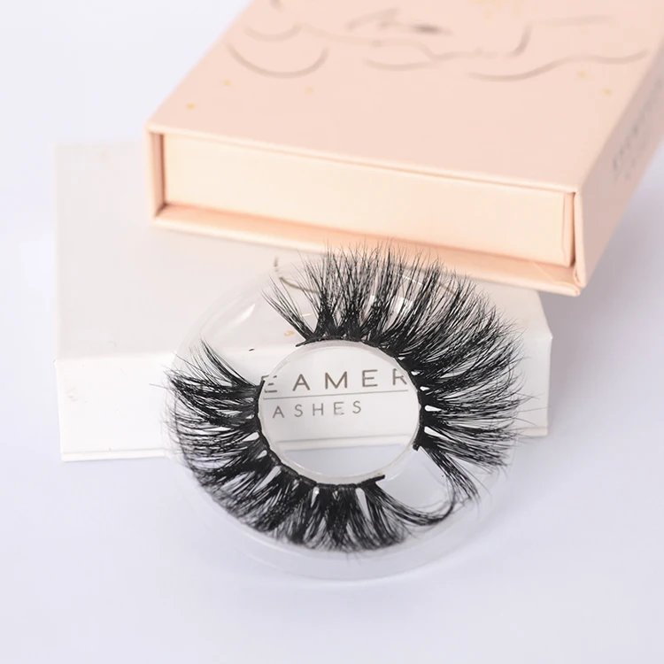 

Customized Packing Handmade Real Mink Eyelash 25mm Wholesale Mink Eyelashes, Black