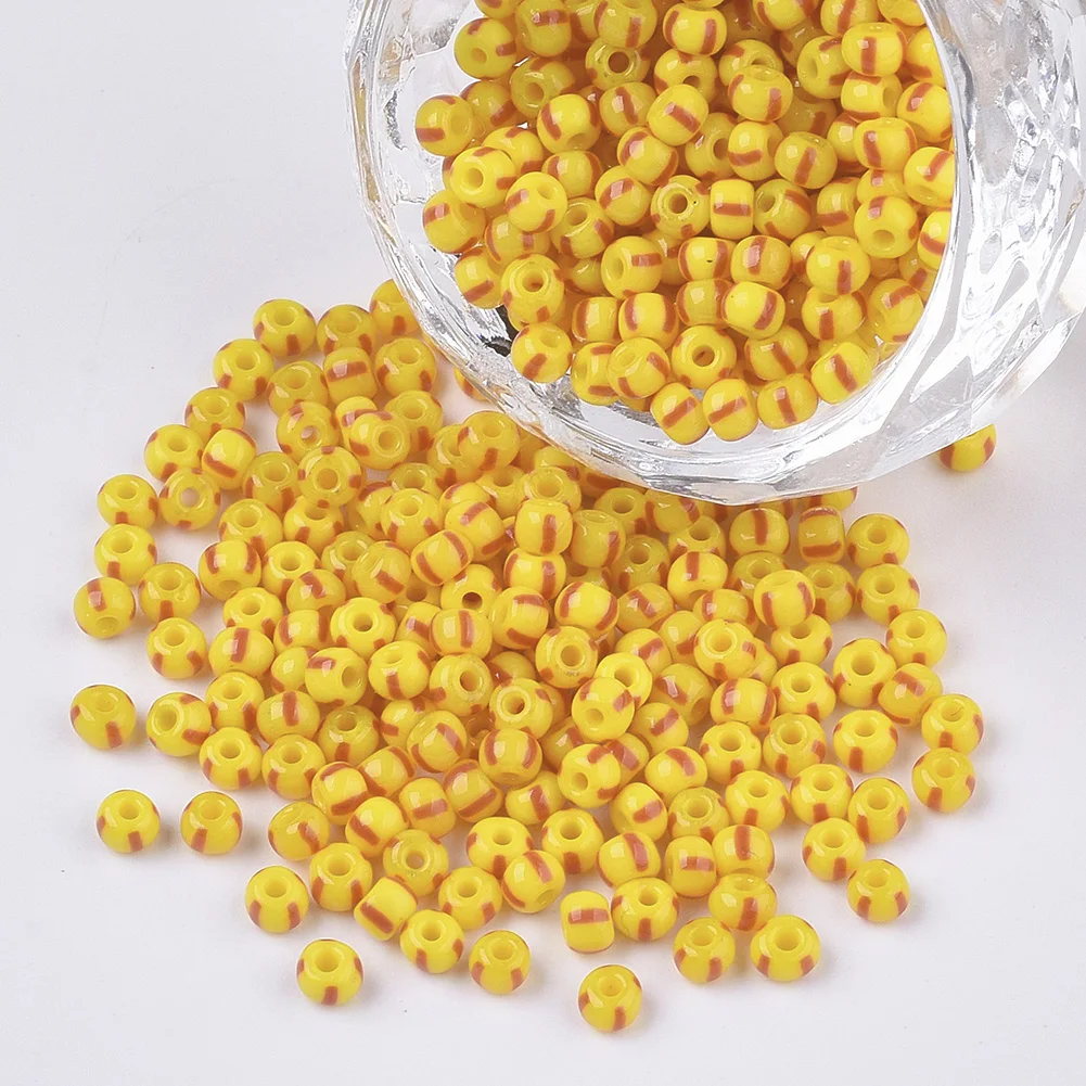 

Pandahall 8/0 Round Gold Opaque Colours Glass Seed Beads