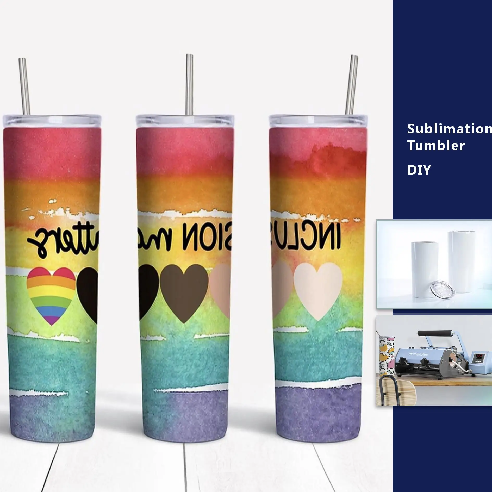 

Hot Sale 20OZ Stainless Steel Double Wall Insulated Straight Skinny Mug Sublimation Blanks Tumbler with Lid and Straw
