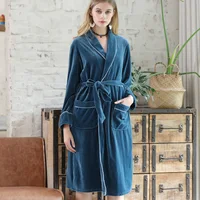 

Pretty Woman Nightgown Long Flannel Winter Warm Bathrobe Silk Velvet Kimono Bath Robe