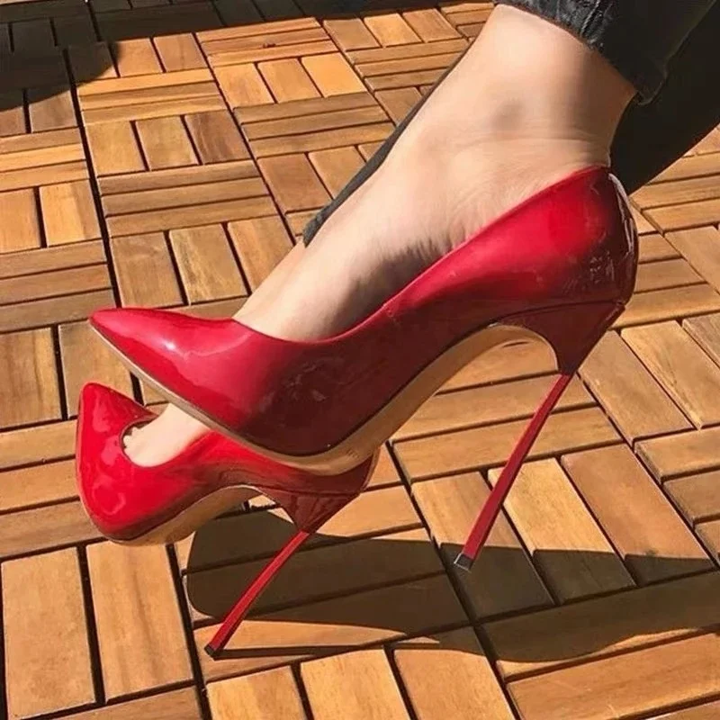 

Dropship Wholesale 2021 New Custom Made Red Black Sttilettos Sexy Women Pointed High Heels Shoes Woman's Pumps