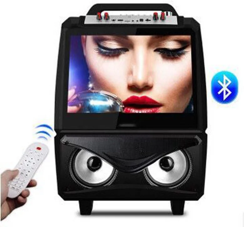 

Android home theater system 17 inch Video dancing LCD screen torlley speaker, Black