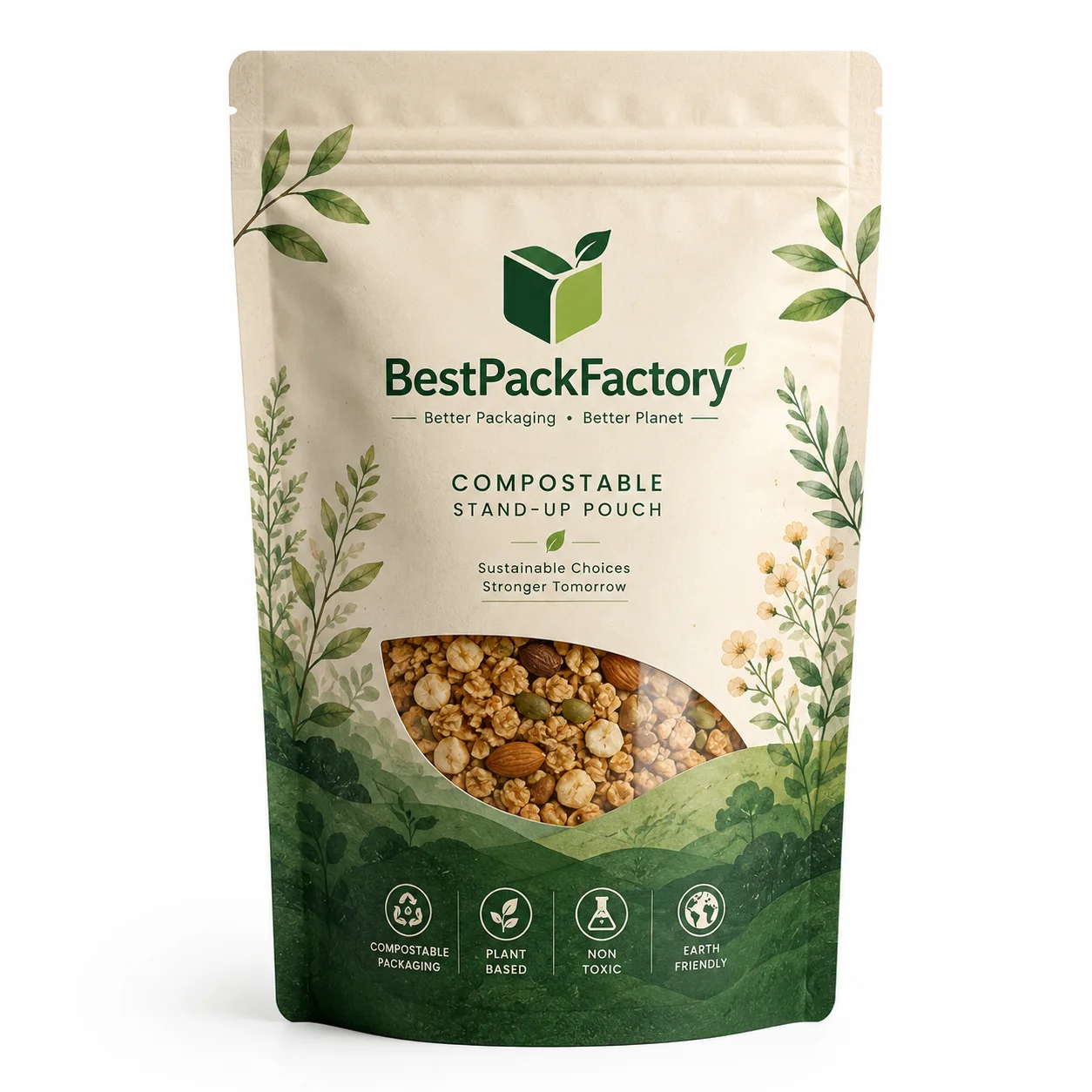 Custom Compostable Stand Up Pouches