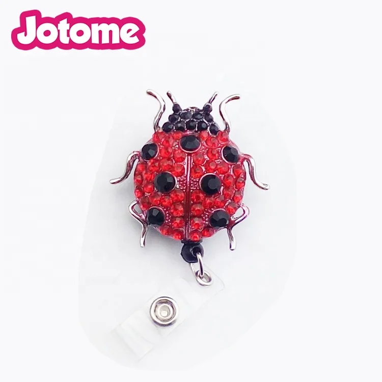 

Red Rhinestone ladybug insect Retractable Badge Reel/ ID Badge Holder, Various, as your choice