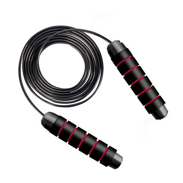 

2021 New Style Custom logo Exercise Gym Workout Training Fitness Heavy Steel Cable Wire Bearing Weighted Skipping Rope Adjustabl