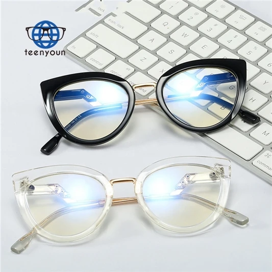 

Teenyoun Eyewear Wholesale Factory Direct Ship Shades Ins Style Cat Eye Blue Light Blocking Eyeglasses Frames For Women