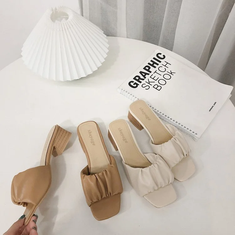 

2 color lady flat slippers women heel sandals A5, Brown,beige