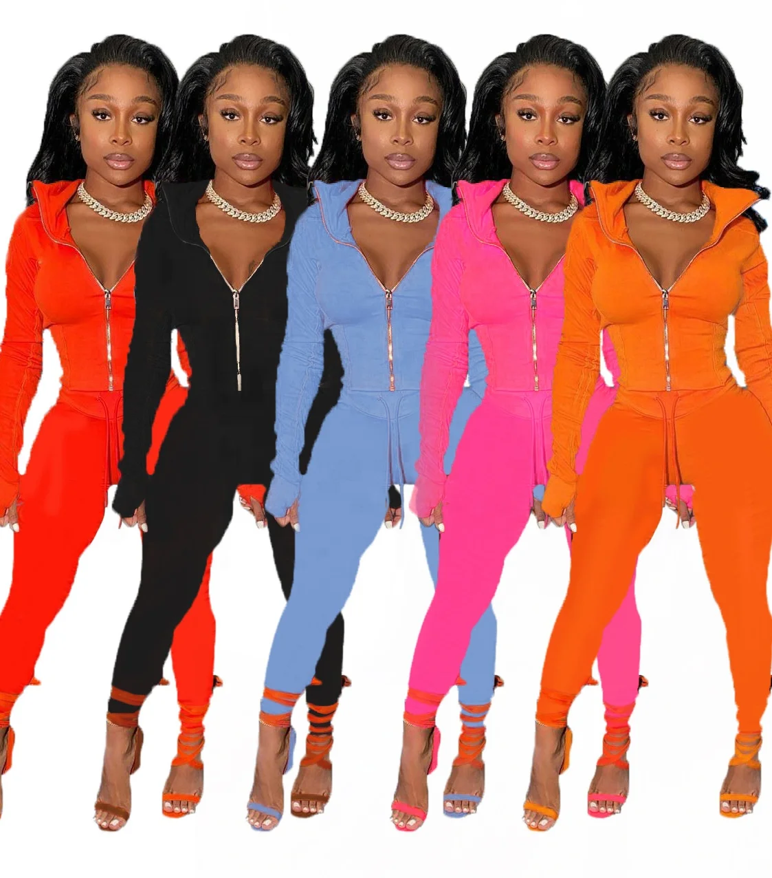 

MT125-043 Fashion solid color casual European and American two-piece suit women clothing casual dress women 2 piece set women