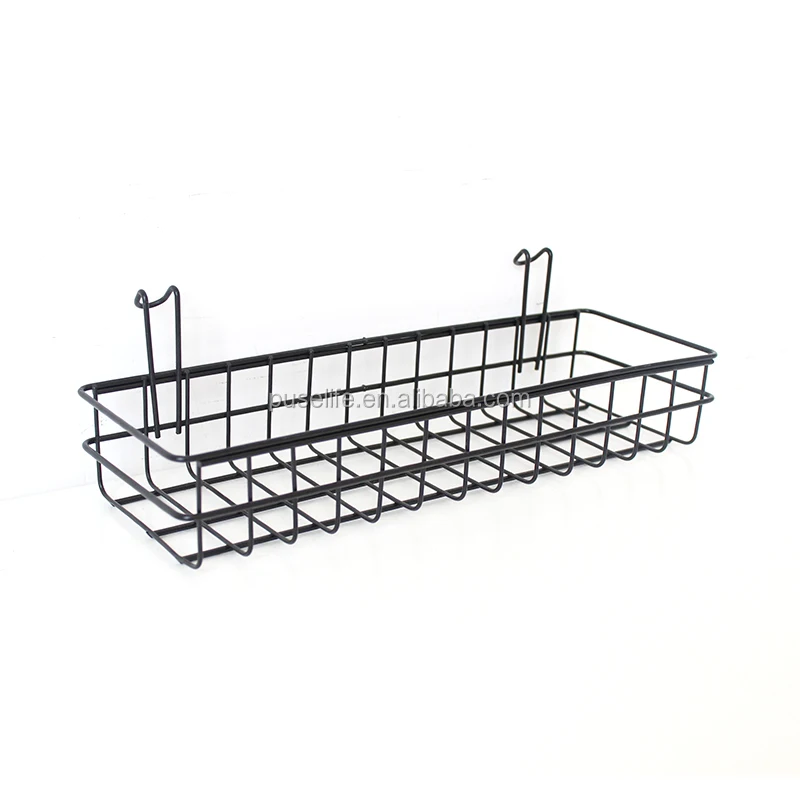 

Eco-friendly home sundries simple square shaped storage toys mesh wire rectangle bathroom wall hanging storage baskets